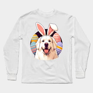 Slovensky Cuvac with Bunny Ears Enjoys Easter Morning Long Sleeve T-Shirt